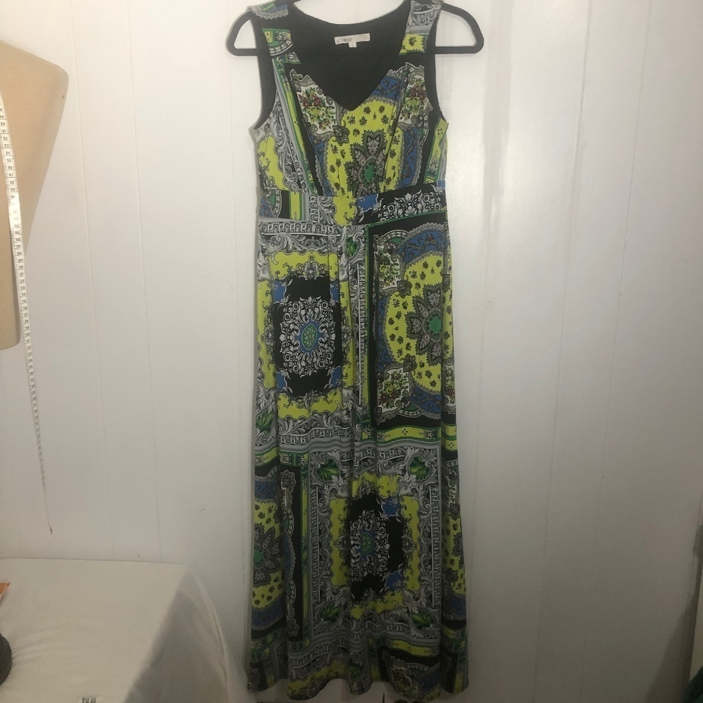 Womens Black,Yellow, Blue,Green Summer Dress. Size 4. Cleo. Like New.